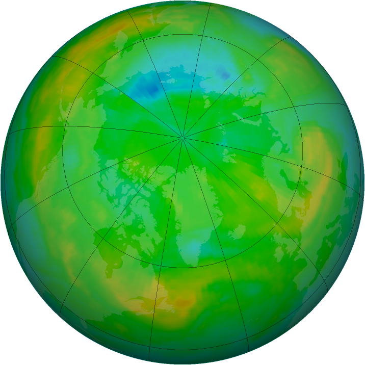Arctic ozone map for 11 July 1986